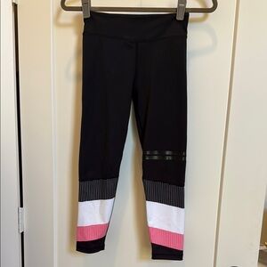 Lilybod Black and Pink Leggings with Color-Block Design